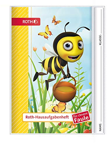 ROTH Hausaufgabenheft - Kids und Tiere für clevere Faule mit Hülle, A5, 1 Woche 2 Seiten, Honigwiese