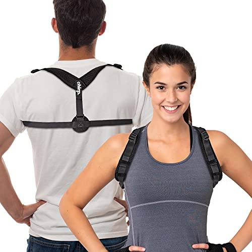 Chirp Upper Back Posture Corrector, Easy-to-Use Posture Corrector for Men and Women, Back and Shoulder Brace with Adjustable Straps, Support Brace for Spinal Alignment, Holds Up to 500 lbs. - Black