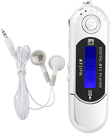 VIFER MP3 Player with Earphone, Portable USB MP3 Player Digital Music Player with LCD Screen Support 32GB TF Card & FM Radio (Silver)