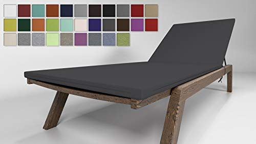 Rollmayer Sitzkissen für Sonnenliege Auflage Polster für Gartenliege Liegestuhl Strandliege Kollektion Vivid (Dunkel Grafit 61, 190x54x4cm - 1 Stück)