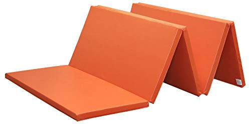 KaRaDaStyle Gymnastikmatte, faltbar, Stretchmatten, 190,5 x 78,7 x 3 cm, für Muskeltraining, Kinder, Spielen, horizontale Stangenmatte, Yoga, Sport, schalldicht, Heimgebrauch (Orange/5-fach)