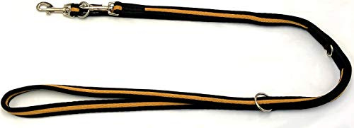 Hundeleine Super Soft Doppelleine 2,40m / 2,80 m verstellbar für mittlere und große Hunde/Übungsleine/Führleine (2,40 m, Schwarz-Cognac-Schwarz)