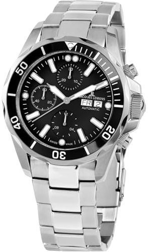 JACQUES LEMANS 1-1926 Herrenuhr Liverpool mit Edelstahl Metallband ETA Valjoux 7750 Automatik Chronograph Saphirglas DayDate