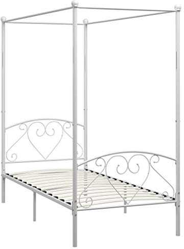 vidaXL Himmelbett-Gestell Weiß Metall 120 x 200 cm