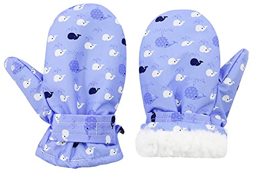 Durio Guantes de esquí para niños a prueba de viento cálidos guantes de invierno nieve guantes de esquí para niños y niñas Esquiar ballena azul 2-4 años(Etiqueta Talla M)