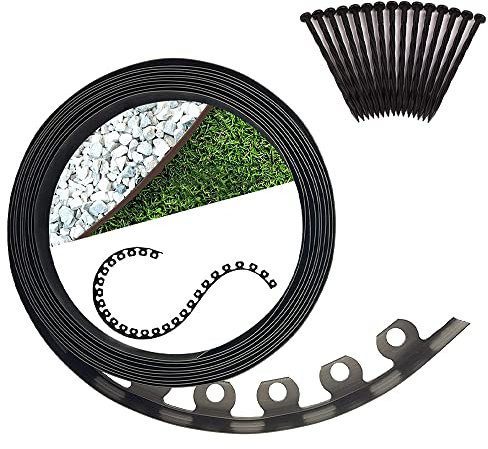MISSFOX Ruban Isolant En Forme De L Pour Herbe Et Pierre Panneau Isolant Pour Sol Et Herbe Pe Bordure De Jardin Flexible, Bordure De Pelouse Souple, Bordure De Jardin En Plastique - + Clou De Fixation
