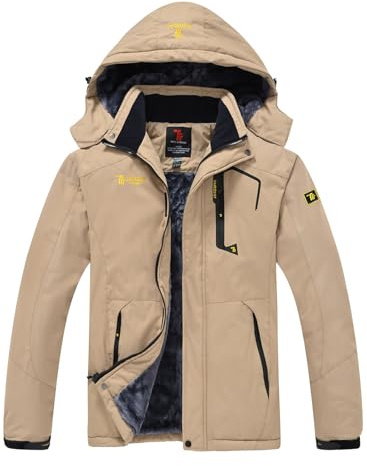 YSENTO Chaqueta de esquí para hombre, chaqueta de invierno, chaqueta softshelljack, impermeable, forro cálido, chaqueta funcional con capucha desmontable