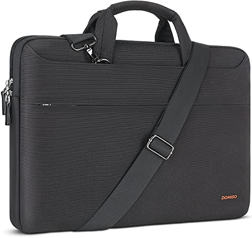 DOMISO 15,6-16 Zoll Laptoptasche Schultertasche Umhängetasche Laptop Tasche | Wasserdicht Aktentasche für 15 15,6 16 Lenovo Acer ASUS Dell HP Notebook Laptop, MacBook Pro 16 M5 M4 M3,Schwarz