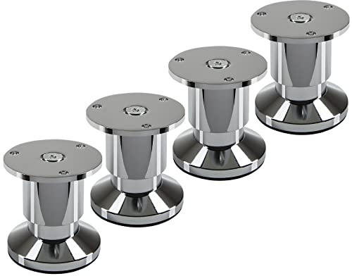 4 Stück Möbelfüße TERRA Höhe 50 mm Chrom poliert höhenverstellbar + 15 mm | belastbar bis 250 kg von SOTECH