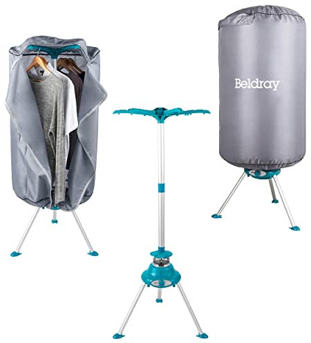 Beldray Heated Clothes Airer Pod - Hot Air Indoor Clothes Dryer With Cover, Quick Drying Time, Holds Up To 10kg, 6 Drying Arms For Hangers, 6 Heat Settings, Reduce Creases 900/1000W, LA041258