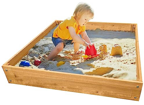 NYVI Kinder Sandkasten NYVIKids Torino 90x90 cm - Sandkasten mit Innenfolie - Sandbox aus Holz Wetterfest, Langlebig - Sandkiste Kindersandkasten