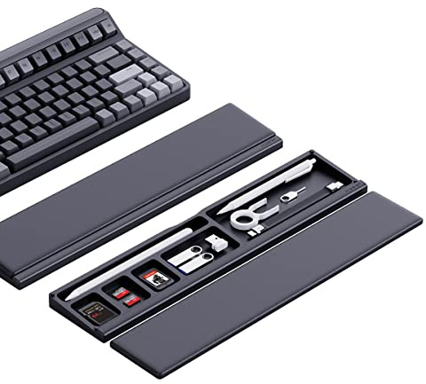 Hagibis Tastatur Handgelenkauflage Pad Unterstützung mit Desktop Partition Aufbewahrungskoffer, Ergonomisch Weich Memory Foam, Anti-Rutsch Gummi Basis für Computer Tastatur, Büro, Zuhause (Schwarz)