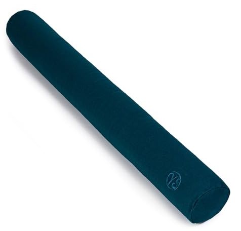 Yoga Studio Schlanke Nackenrolle aus Bio-Buchweizen, ideal für Yoga, Entspannung und Dehnung, 80 x 8 cm, Blaugrün