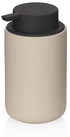 kela Seifenspender 300 ml SANA, Seifenspender beige Keramik, rutschfeste Oberfläche, Pumpflasche, Spülmittelspender, matt
