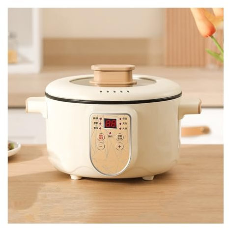 Fornello di riso elettrico Pentola elettrica antiaderente Fornello di riso intelligente Pentola for zuppiera Pentola for noodle 2/3 persone Pentola calda elettrica (Color : No steamer white, Size :