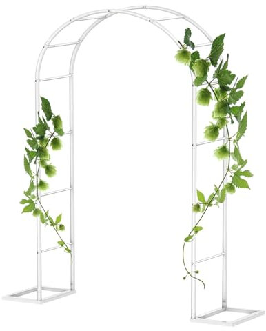 Metall-Gartenbogen, röhrenförmiger Laubengang für Rosen, Kletterpflanzen-Unterstützung, Torbogen, Pergola-Spalier für Pflanzen, Hochzeitstorbogen, weißer Bogen, Spalier, Party-Hintergrundständer(Size: