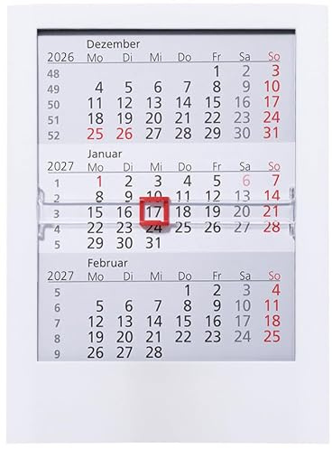 Güss 3-Monats-Tischaufstellkalender 16x12cm Kunststoff weiß