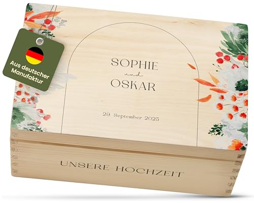 Amari ® Personalisierte Erinnerungsbox aus Holz | Frühlingsduft (001.13) | Individuelles Hochzeitsgeschenk Erinnerung Hochzeit Personalisiertes Holzkiste