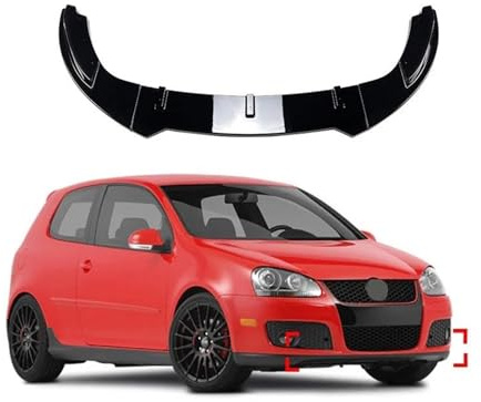 KIRYU Spoiler avant pour VW Golf 5, Golf MK5, GTI, Jetta MK5, GLI - Noir brillant / Aspect carbone - ABS