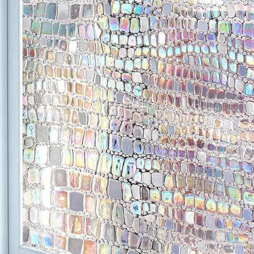 Eiauiuo Colorful 3D Rainbow Window Film – Self-Adhesive Static Cling Opaque Privacy Film For Glass Door, Bathroom, And Home – Anti-UV, Heat Protection, Decorative Window Film(Colored film A,45x100cm)