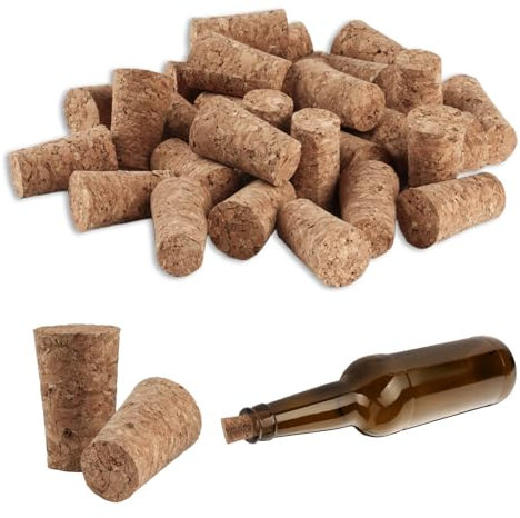 RUGLAMZHIP 30 Pcs Natural Wood Color Conical Corks, Wine Bottle Corks, Wine Cork Stopper, Craft, DIY, Decoration