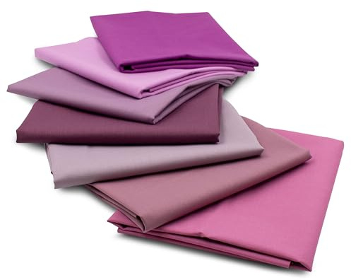 VmG-Store Baumwollstoff Set 148cm Breite 100% Baumwolle 3,5m Stoffpaket Patchwork Nähen DIY Meterware Farbset Stoffe für Kleidung Deko Basteln (7, Lilatöne 2)