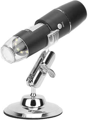WiFi USB Digitales Mikroskop 50X-1000X Vergrößerung, Tragbares Mikroskop mit Foto- und Videofunktion, Kabellose HD Endoskop Kamera 8 LEDs, mit Metallständer