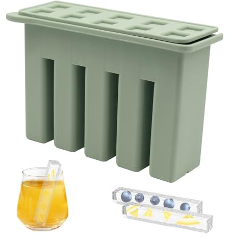 Horuili® Molde de silicona para cubitos de hielo, molde largo de silicona para cubitos de hielo con tapa, molde largo para cubitos de hielo para botellas de bebida, para bebidas cócteles whisky