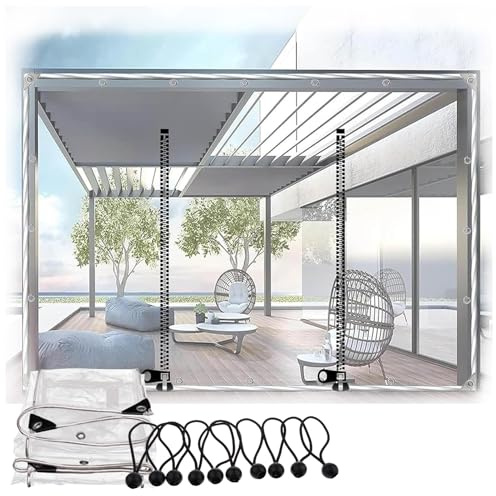 Telone Impermeabile Trasparente per Esterno, Tenda da Balcone In Plastica PVC Teloni Impermeabili con Cerniera, per Balconi Serre Tettoie(3'x5'(1x1.5m))