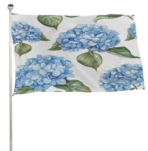 Drapeaux de jardin à motif hortensia bleu - Drapeaux de cour - En polyester filé - Drapeau de bienvenue - Drapeau de jardin saisonnier - Drapeau de maison - Drapeau de jardin de printemps pour