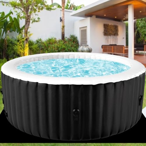 Gonfiabile Hot Tub 4-6 Persone Ø 180 x 63.5 cm 2400W Vasca da bagno Gonfiabile Tub con Bocche d'aria, Coperchio Isolato, Tappetino E Pompa Di Riscaldamento Indoor Outdoor Spa Piscina (Cerchio)