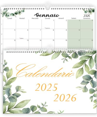 Qupuce Calendario 2025 2026 de pared y pared A4 noviembre 2025 - diciembre 2026, planificador mensual para organizar, calendario familiar de mesa, oficina y hogar