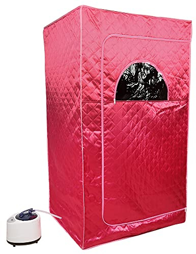 Sauna de Vapor portatil, Sauna con mando a distancia, Sauna saludable, sauna doméstica, para el hogar, Individual, Ideal para desintoxicación y pérdida de Peso (100 * 80 * 170cm rojo)