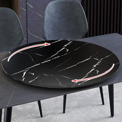 Tocadiscos de bambú – Tabla giratoria de madera de 100 cm, ideal para despensa de cocina, estantes y mostradores, perfecto para queso y aperitivos, acabado de mármol negro
