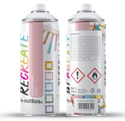 RECREATE Blush Pink Gloss Spray Paint for Wood, Metal, Plastic | Quick Drying, Smooth, Durable, Easy-to-Apply | Suitable for Indoor / Outdoor | For Furniture, Craft, Doors, Ornaments, Pots, Frames