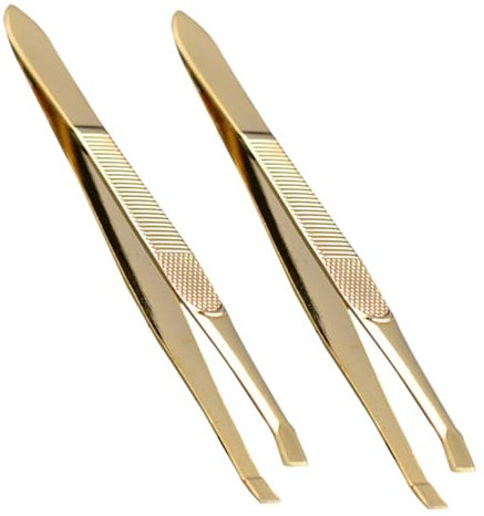 WOONEKY 2 Pièces Pince à Épiler Acier Inoxydable pour Épilation Précise Sourcils et Extension de Cils Outils de Beauté Compact et Élégant