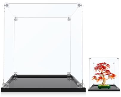 ICUANUTY Acrylic Display Case for Lego Botanicals Japanese Red Maple - Bonsai Tree 10348 - Dustproof Storage Size: 30 x 25 x 30 cm (Display Case Only, No For Lego Bricks Included)