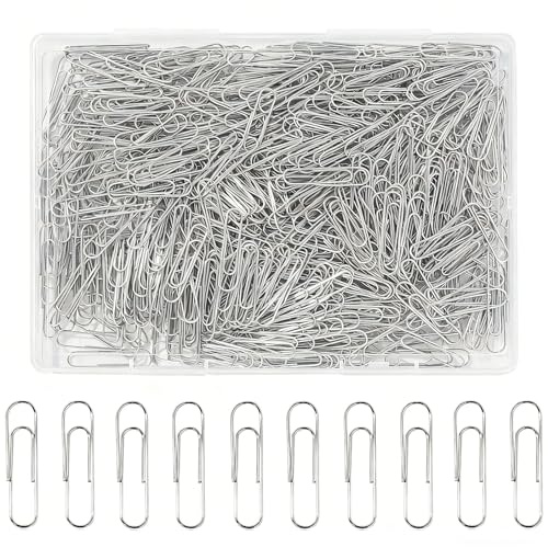 Paper Clips, 600 Pcs Paperclips Premium Medium Paper Clip, 1-2/7 Silver School Office Supplies Heavy Duty, Ideal for Bookmark(Silver)
