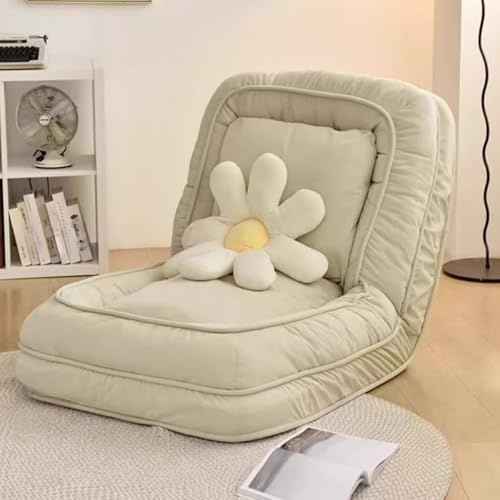 Foldable Lazy Sofa Bed,Folding Lazy Sofa Lounge Chair with Pillow, Convertible Couch Bed with 5 Adjustable Position, Upholstered Adult Human Dog Bed for Living Room,Bedroom,Office