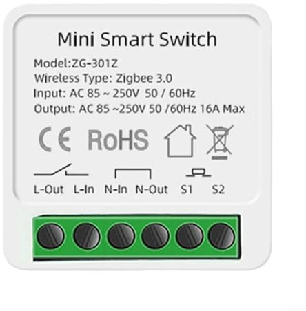 CNANRNANC Mini DIY für Tuya für ZigBee Smart-Lichtschalter-Modul, für Tuya für Zigbee 3.0 MiNi Smart Switch 16 A 2-Wege-Steuerung, Timer-Schalterrelais (1 Stück)