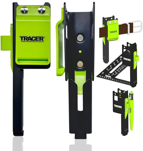 Tracer Speed Square & Tape Measure Holder, Marker Slots, Belt Clip | Keeps Speed Square & Tape to Hand On-Site – Belt Clip with Marker Slots, Quick-Access for Carpenters & Builders