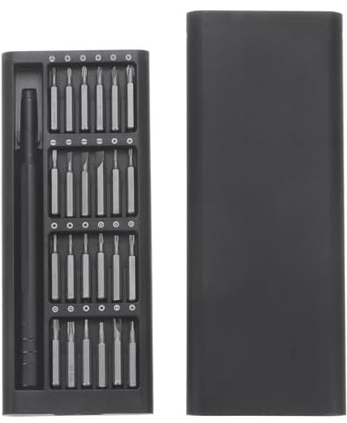 QUARKZMAN Juego De Destornilladores Mini De Precisión 25 En 1 1.1 Punta Plana Phillips Estrella Torx Hexagonal Tipo U Tipo Y Triangular Magnético Para Gafas Relojes Electrónicos Negro