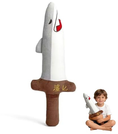 Xiyocadt Schwert-Plüschtier, Verrückte Spielzeugfiguren, Weiches Plüschschwert Mit Cartoon-Motiven, Weiche Plüschtiere, Geeignet Für Mädchen Und Jungen (50 cm,Plüschtier Hai)