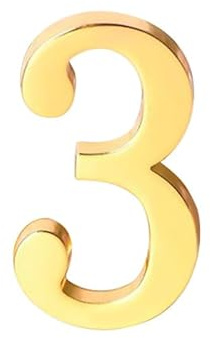 Numéros de Maison Autocollants 3D, Décorations en Laiton pour Boîte aux Lettres, Autocollants Numériques pour Porte Extérieure, Portail, Appartement, Bureau, Chambre d'Hôtel, Ferme
