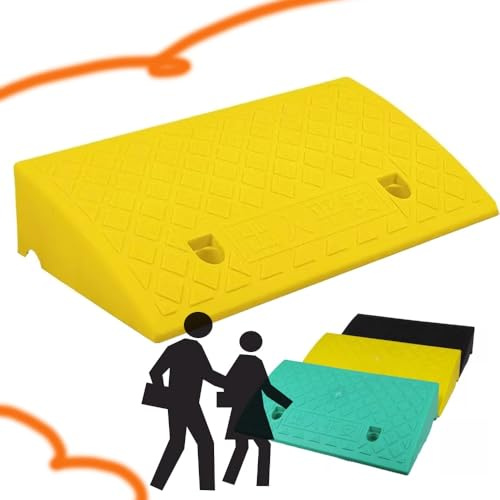 OPOLDBDMAC Rampa Di Marciapiede Da 3/4/5cm Rampa Carrabile Portatile Rampa Di Soglia Rampa Di Accesso Per Sedia A Rotelle, Ingresso, Gradini, Garage, Rampa Alta 10/12/15cm(Yellow,5.5 Rise/14cm)