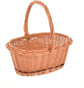Aqbau Kinder Weidenkorb mit Henkel 25 x 19 x 24 cm | Kleiner geflochtener Korb aus Naturweide für Kinder, Pilze, Beeren, Obst, Geschenke, Deko und kleine Ausflüge