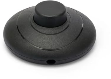 Interruttore a pedale per lampada, colore nero, 220V 230V 2A, 68 x 30 mm, fissaggio del cavo a vite, ideale lampade da tavolo, da terra, scrivania, camera da letto, comodino, a pulsante, a pressione