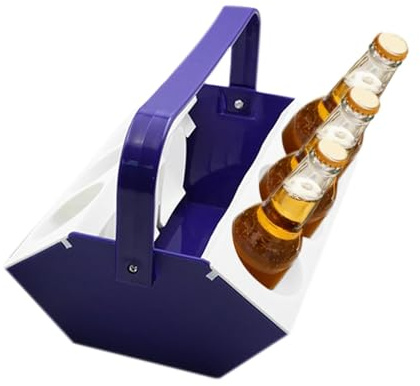 WJnflQN Drink Carrier with Handle | Beer Delivery Tray with Ice Compartment - 6-Slot Drink Carrier Rack | for Camping Picnic Fishing Hiking Backpacking Sports Outgoing Garden BBQ