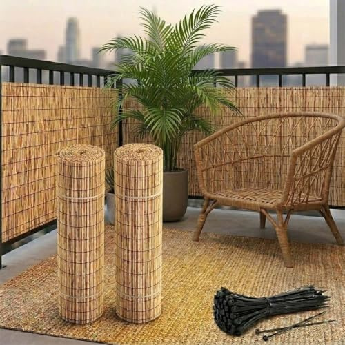 Générique Canisse en Roseau Naturel Brise Vue pour Balcon Jardin et Terrasse Cache Vue Balcon Pare Vue, Rouleau Occultant Palissade Extérieur Pare Vue et Pare-Soleil Décoratif Style Bambou