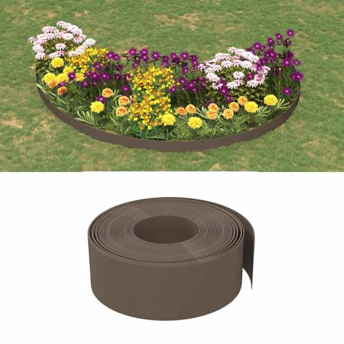 Holepyr 3 bordes para césped, marrón, 10 m, polietileno, borde de jardín, borde de parterres, para flores y verduras, fronteras flexibles de césped